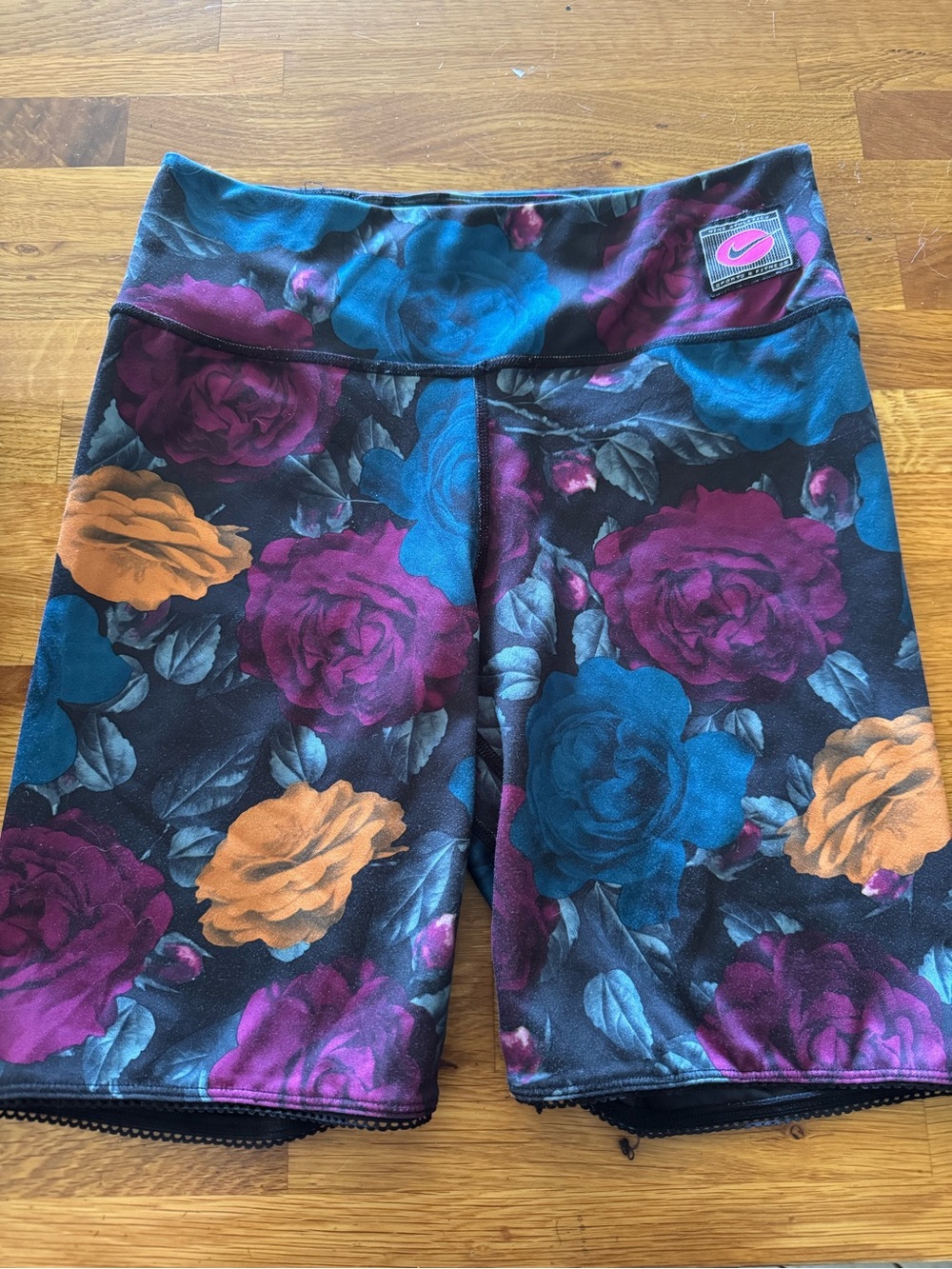 Nike Women’s Floral Bike Shorts - Teal, Purple & Orange